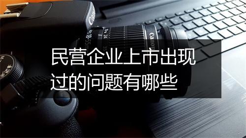 民营企业上市出现过的问题有哪些