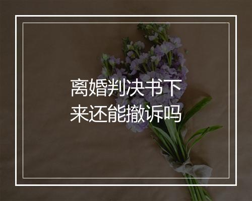 离婚判决书下来还能撤诉吗