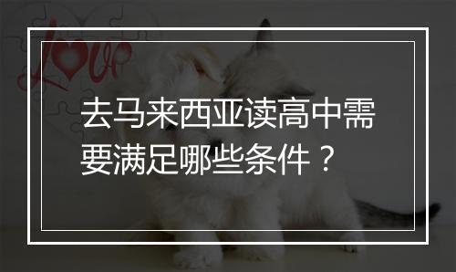 去马来西亚读高中需要满足哪些条件？
