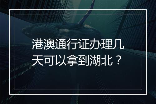 港澳通行证办理几天可以拿到湖北？