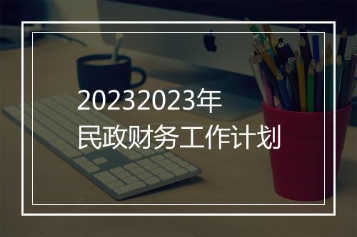 20232023年民政财务工作计划
