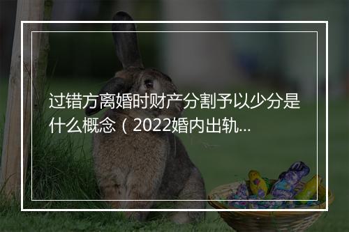过错方离婚时财产分割予以少分是什么概念（2022婚内出轨新处罚）