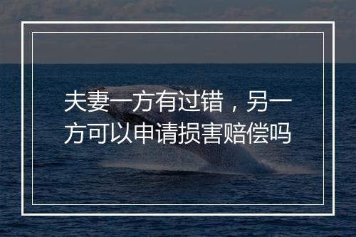 夫妻一方有过错，另一方可以申请损害赔偿吗