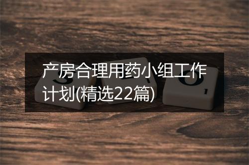 产房合理用药小组工作计划(精选22篇)