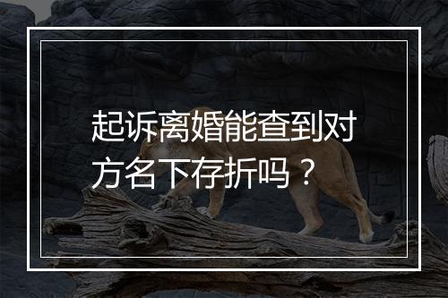 起诉离婚能查到对方名下存折吗？