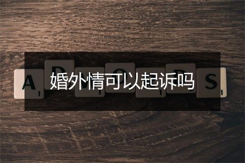 婚外情可以起诉吗