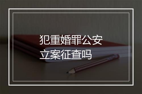 犯重婚罪公安立案征查吗
