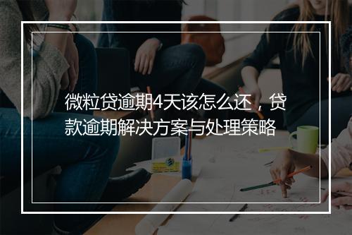 微粒贷逾期4天该怎么还，贷款逾期解决方案与处理策略