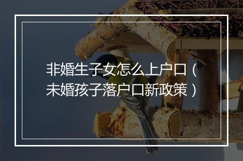非婚生子女怎么上户口（未婚孩子落户口新政策）