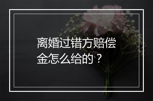 离婚过错方赔偿金怎么给的？