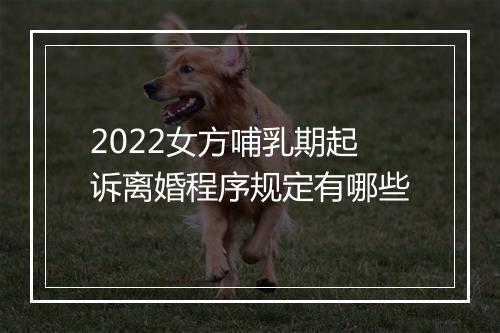 2022女方哺乳期起诉离婚程序规定有哪些