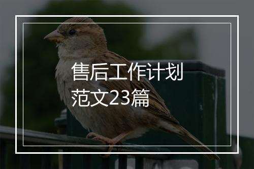 售后工作计划范文23篇