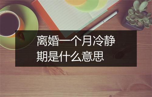 离婚一个月冷静期是什么意思