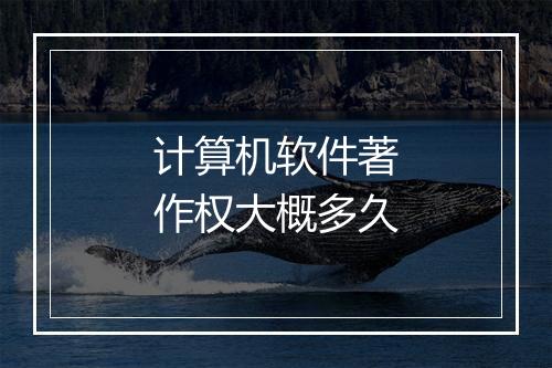 计算机软件著作权大概多久