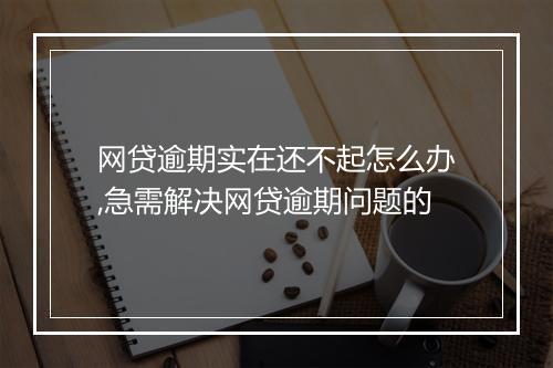 网贷逾期实在还不起怎么办,急需解决网贷逾期问题的