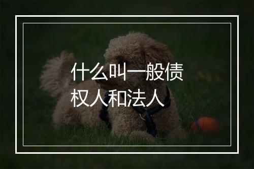 什么叫一般债权人和法人