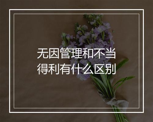 无因管理和不当得利有什么区别