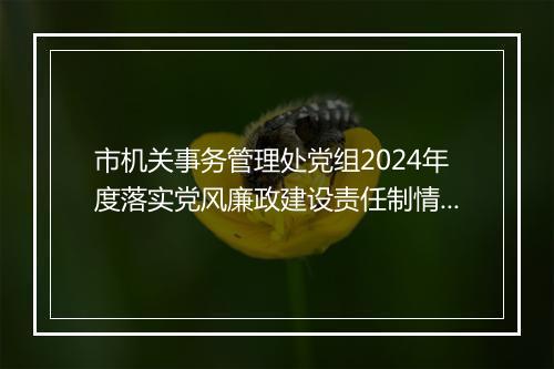 市机关事务管理处党组2024年度落实党风廉政建设责任制情况的报告