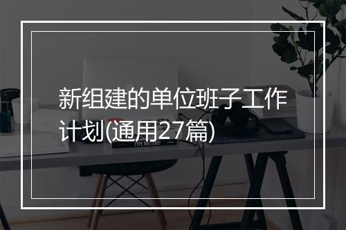 新组建的单位班子工作计划(通用27篇)