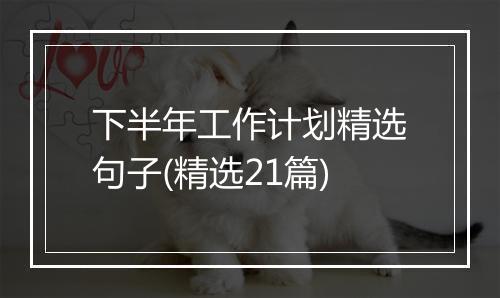 下半年工作计划精选句子(精选21篇)