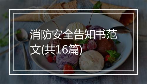 消防安全告知书范文(共16篇)