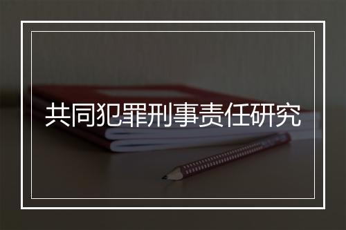 共同犯罪刑事责任研究