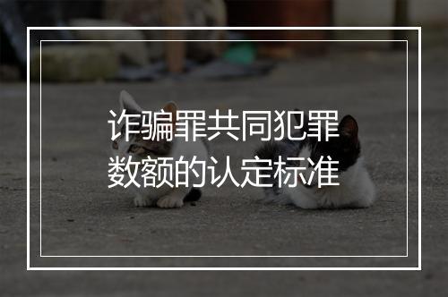 诈骗罪共同犯罪数额的认定标准
