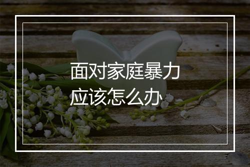 面对家庭暴力应该怎么办