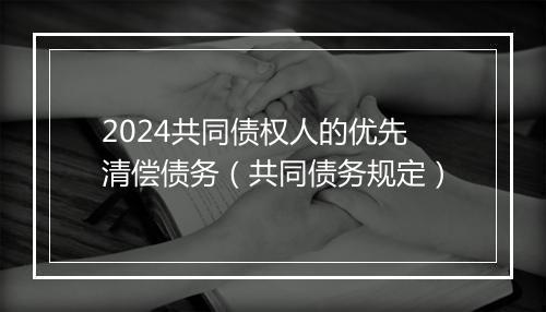 2024共同债权人的优先清偿债务（共同债务规定）