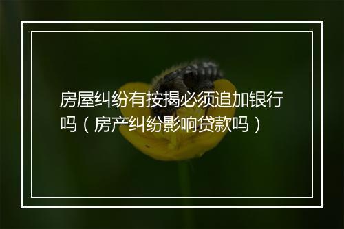 房屋纠纷有按揭必须追加银行吗（房产纠纷影响贷款吗）