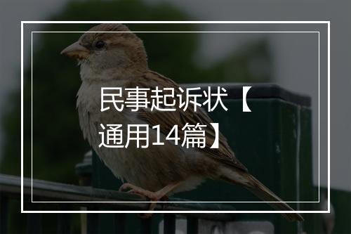 民事起诉状【通用14篇】