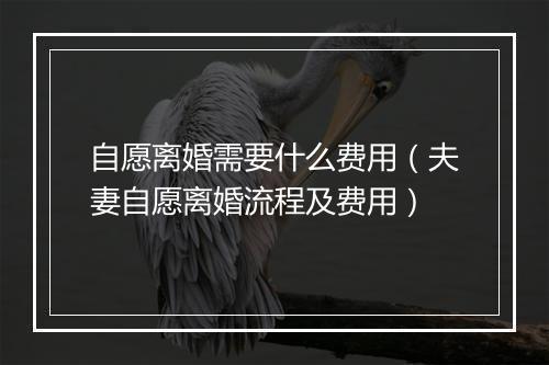 自愿离婚需要什么费用（夫妻自愿离婚流程及费用）