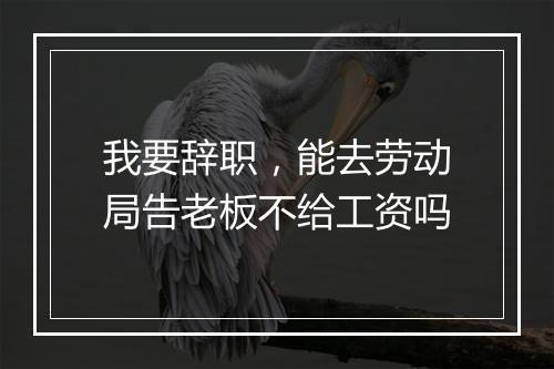 我要辞职，能去劳动局告老板不给工资吗
