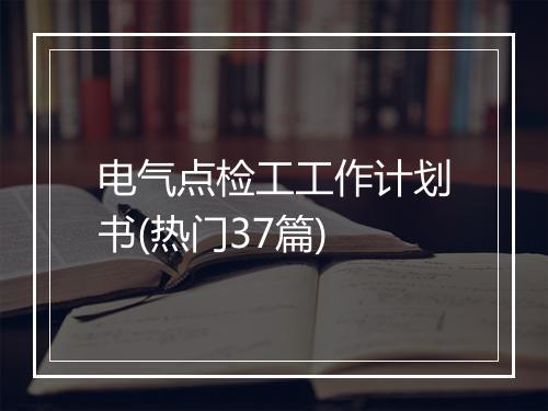 电气点检工工作计划书(热门37篇)