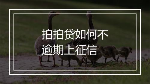 拍拍贷如何不逾期上征信