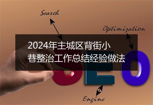 2024年主城区背街小巷整治工作总结经验做法