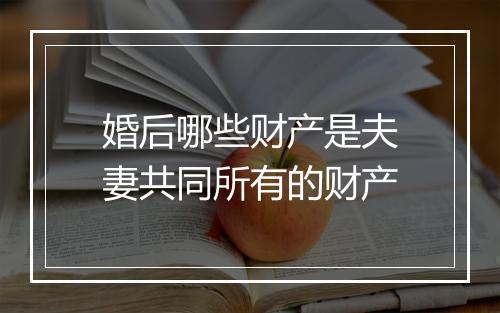 婚后哪些财产是夫妻共同所有的财产