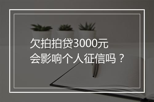 欠拍拍贷3000元会影响个人征信吗？