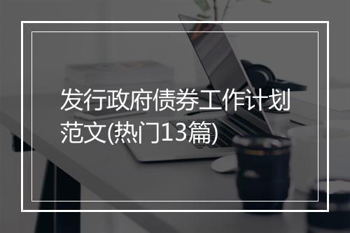发行政府债券工作计划范文(热门13篇)