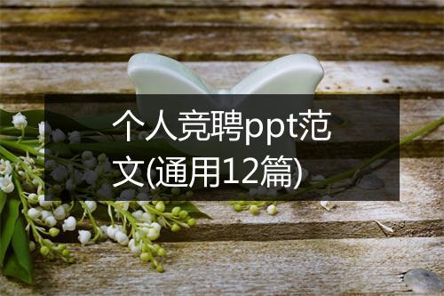 个人竞聘ppt范文(通用12篇)