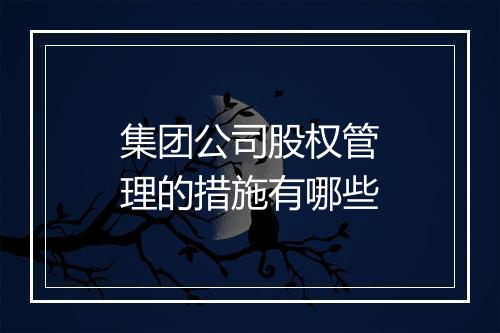 集团公司股权管理的措施有哪些