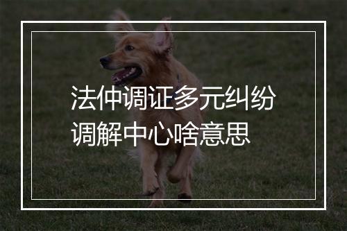 法仲调证多元纠纷调解中心啥意思