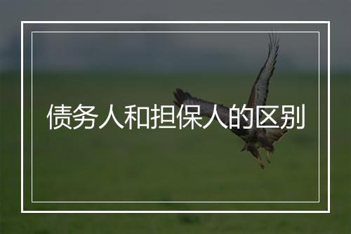 债务人和担保人的区别