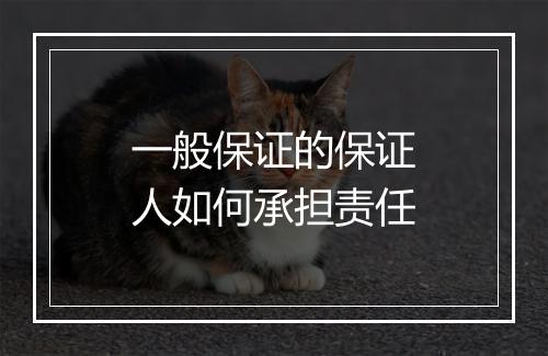 一般保证的保证人如何承担责任