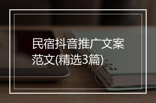 民宿抖音推广文案范文(精选3篇)
