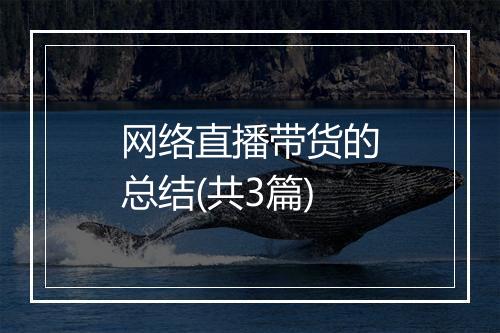 网络直播带货的总结(共3篇)