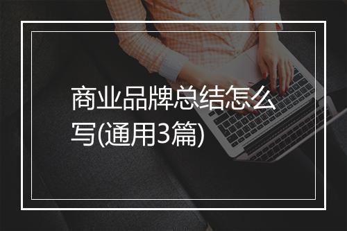 商业品牌总结怎么写(通用3篇)
