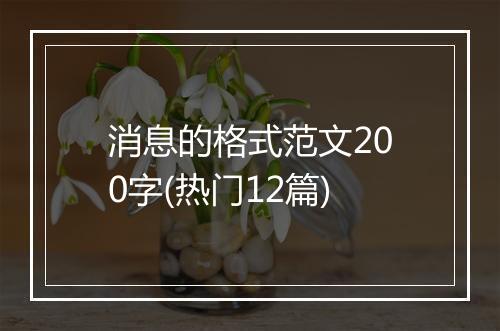 消息的格式范文200字(热门12篇)