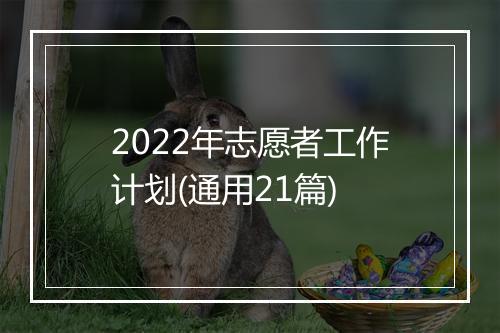 2022年志愿者工作计划(通用21篇)