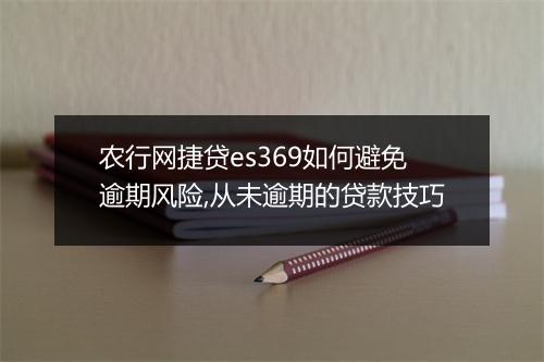 农行网捷贷es369如何避免逾期风险,从未逾期的贷款技巧
